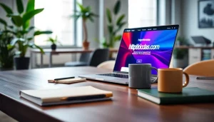 Engaging workspace featuring https://frontidas.com on a laptop screen, promoting productivity and creativity.