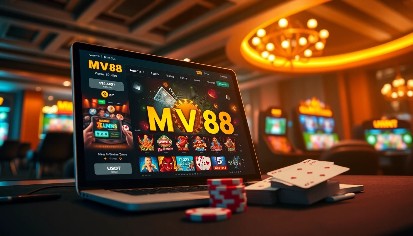 Experience the thrill of the MV88 game platform with vibrant casino graphics.