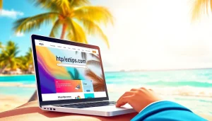 Explore https://eztips.com with a digital nomad working at a beachside laptop