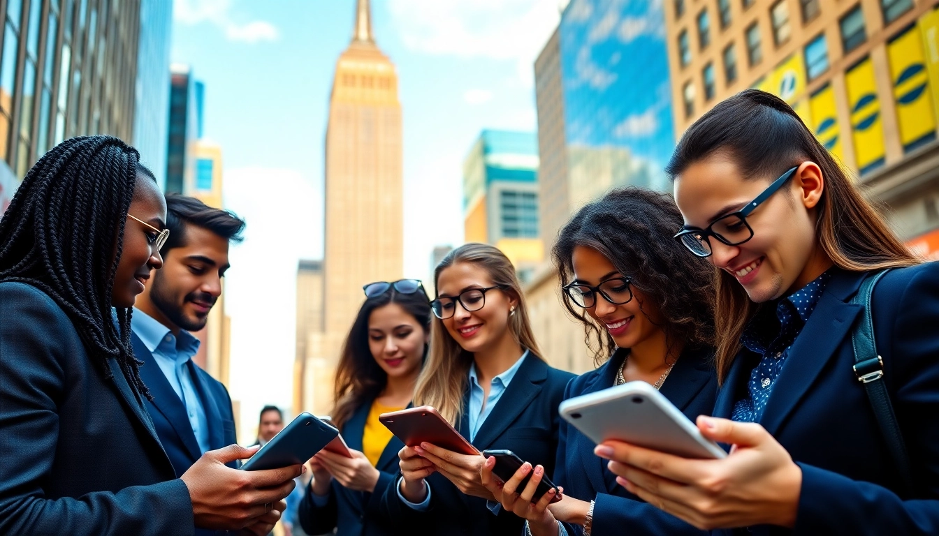 Job seekers engaging with listings in New York City, searching for jobs new york opportunities.