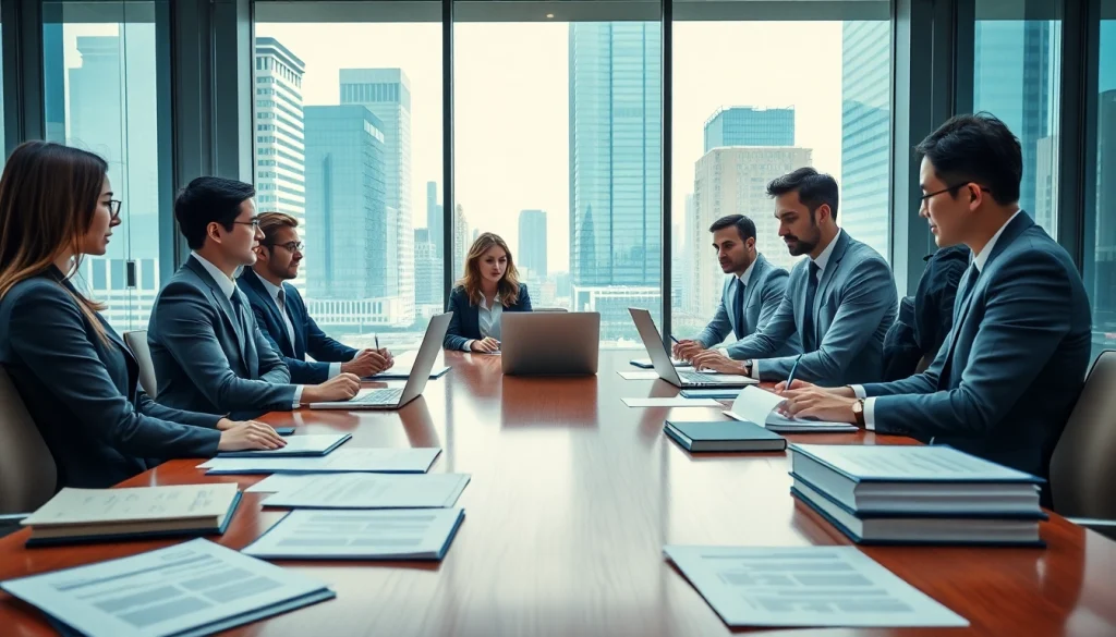 Collaborative lawyers strategizing at a professional office, highlighting https://www.ihavealawsuit.com.