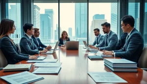 Collaborative lawyers strategizing at a professional office, highlighting https://www.ihavealawsuit.com.