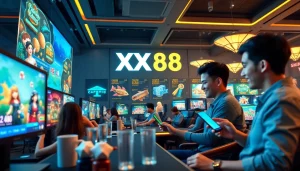 XX88 online gambling platform showcasing diverse players enjoying games in a vibrant atmosphere.