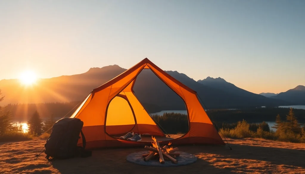 Erlebe Abenteuer mit https://fernweh-abenteuer.de in der Natur, wo sich Zelt und Lagerfeuer harmonisch vereinen.