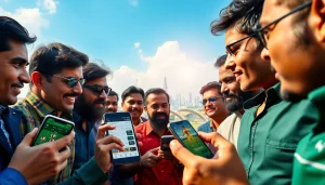 Engaging scene of the best sports betting apps in India with punters using smartphones for bets.