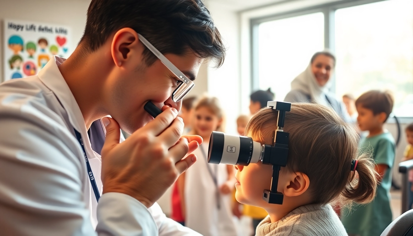 Our Children's Vision focused on a child's eye examination in a supportive healthcare setting.