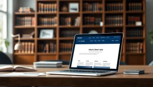 Showcase of a law firm website design on https://www.websites.law with professional workspace setup.