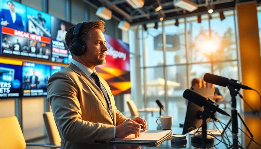 Technaujienos.lt žiniasklaidos darbuotojas moderniame biure rašo naujienas