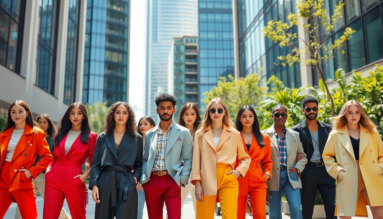 Showcasing fashion trends at https://www.northernfashions.com with diverse models and urban backdrop.