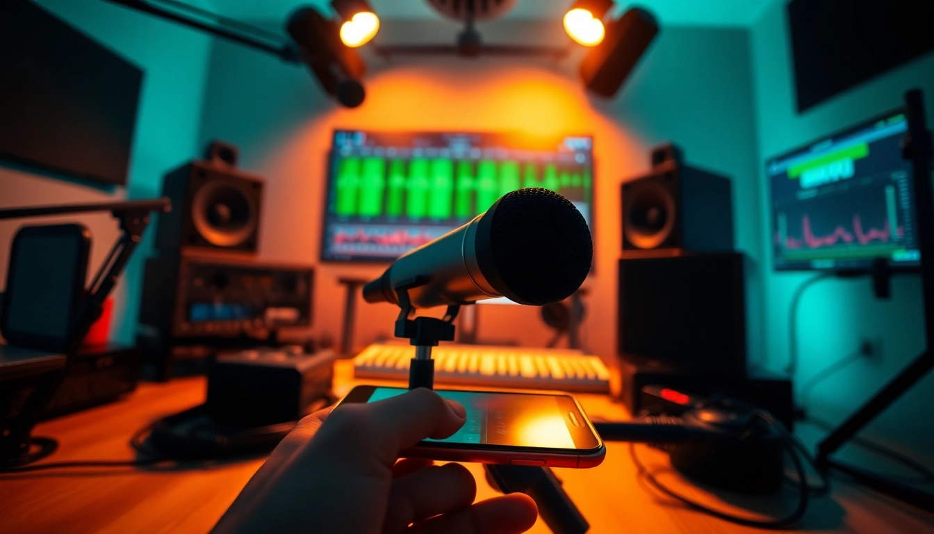 MV88 microphone captured in a professional recording setup, enhancing audio quality.