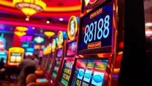 Mainkan QRIS108 Slot pada mesin permainan yang cerah di kasino