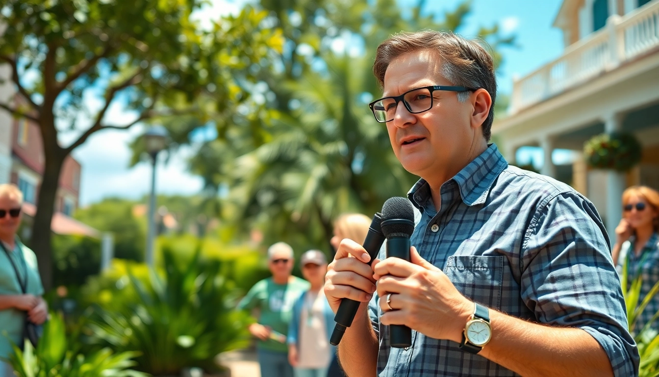 Covering local stories, thegeorgiasun journalist interacts with residents in a sunny Georgian landscape.
