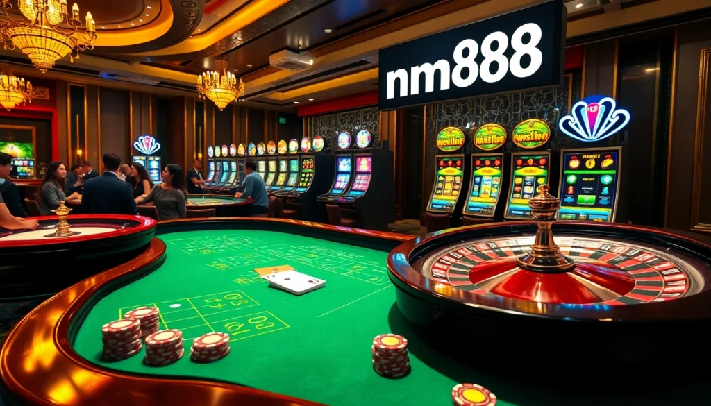 Experience the thrill of mm888 at a lively casino with roulette and dice games.