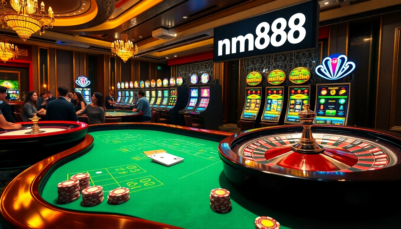 Experience the thrill of mm888 at a lively casino with roulette and dice games.