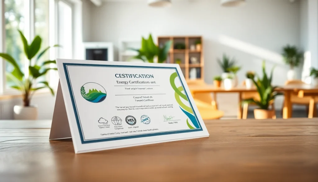 Certificado Ahorro Energético en un entorno profesional con elementos sostenibles.