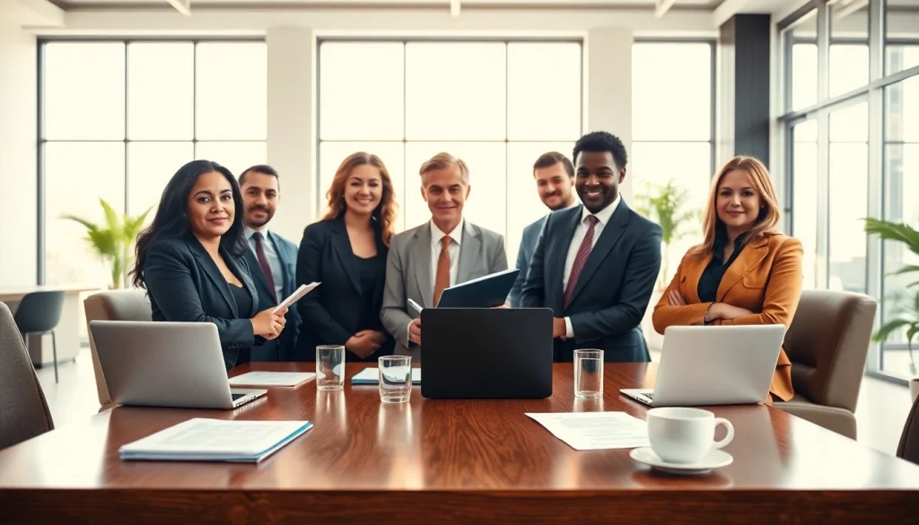 Lawyers collaborating over legal documents at https://www.inmotionlaw.com in a bright office