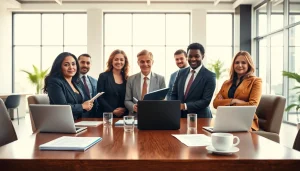 Lawyers collaborating over legal documents at https://www.inmotionlaw.com in a bright office