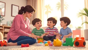 Caring nanny assisting children in Dubai, showcasing the Nanny Visa Dubai experience.