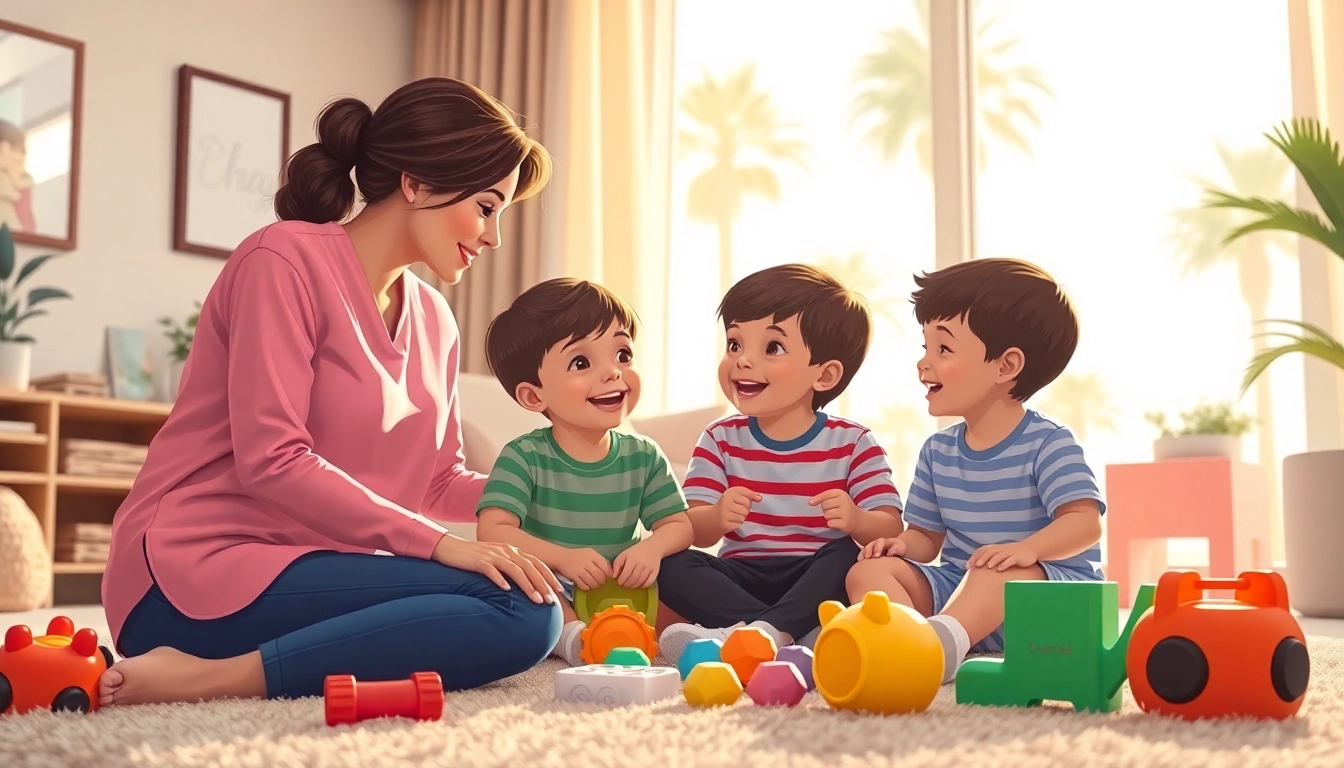 Caring nanny assisting children in Dubai, showcasing the Nanny Visa Dubai experience.