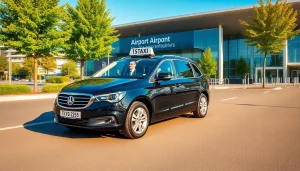 Booking a Nottingham to Heathrow Taxi with a professional driver and modern taxi at the airport.