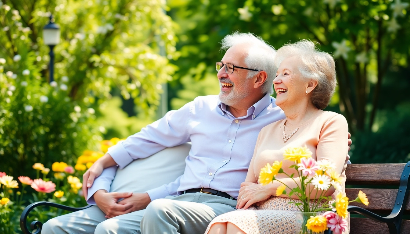 Senior couple enjoying life at https://frontidas.com, displaying love and connection in a serene park.