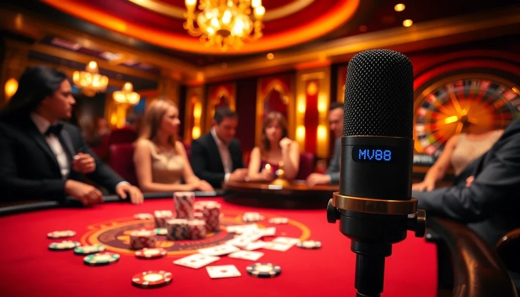 Experience the excitement of MV88 while playing poker with friends at an upscale casino.