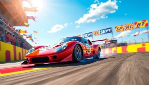 RR88 racing car speeding on a vibrant racetrack, signaling excitement and competition.