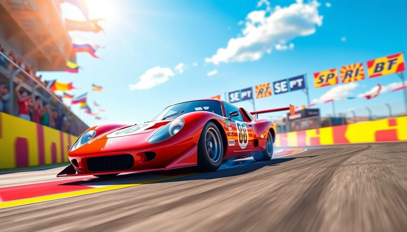 RR88 racing car speeding on a vibrant racetrack, signaling excitement and competition.