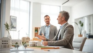 Verkaufsgespräch über Immobilien bei https://wohnung-verkaufen.immobilien in hellem, modernen Büro.