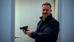 Schlüsseldienst Mannheim öffnet professionell eine Tür mit modernem Werkzeug.