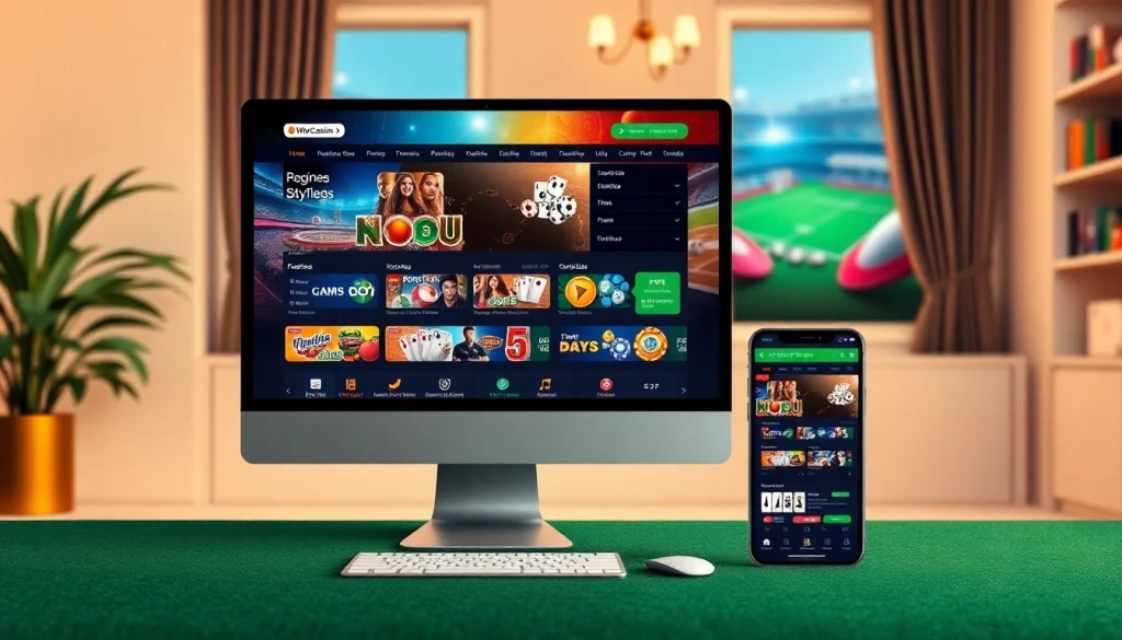 The engaging and user-friendly interface of https://whycazino.com displayed on desktop and mobile, showcasing online betting and gaming.