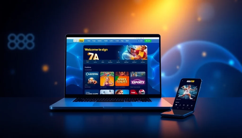 888 new online gambling platform showcasing games and a user-friendly interface.