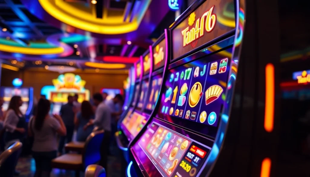 Mengakses tank4d toto slot dengan mesin permainan yang modern dan berwarna-warni di kasino.