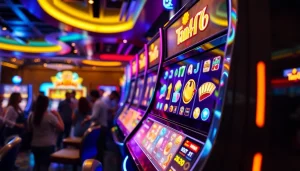 Mengakses tank4d toto slot dengan mesin permainan yang modern dan berwarna-warni di kasino.