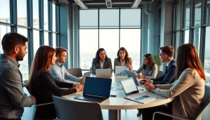 Engaged team members discussing strategies at https://fhpts.com, leveraging technology and collaboration.