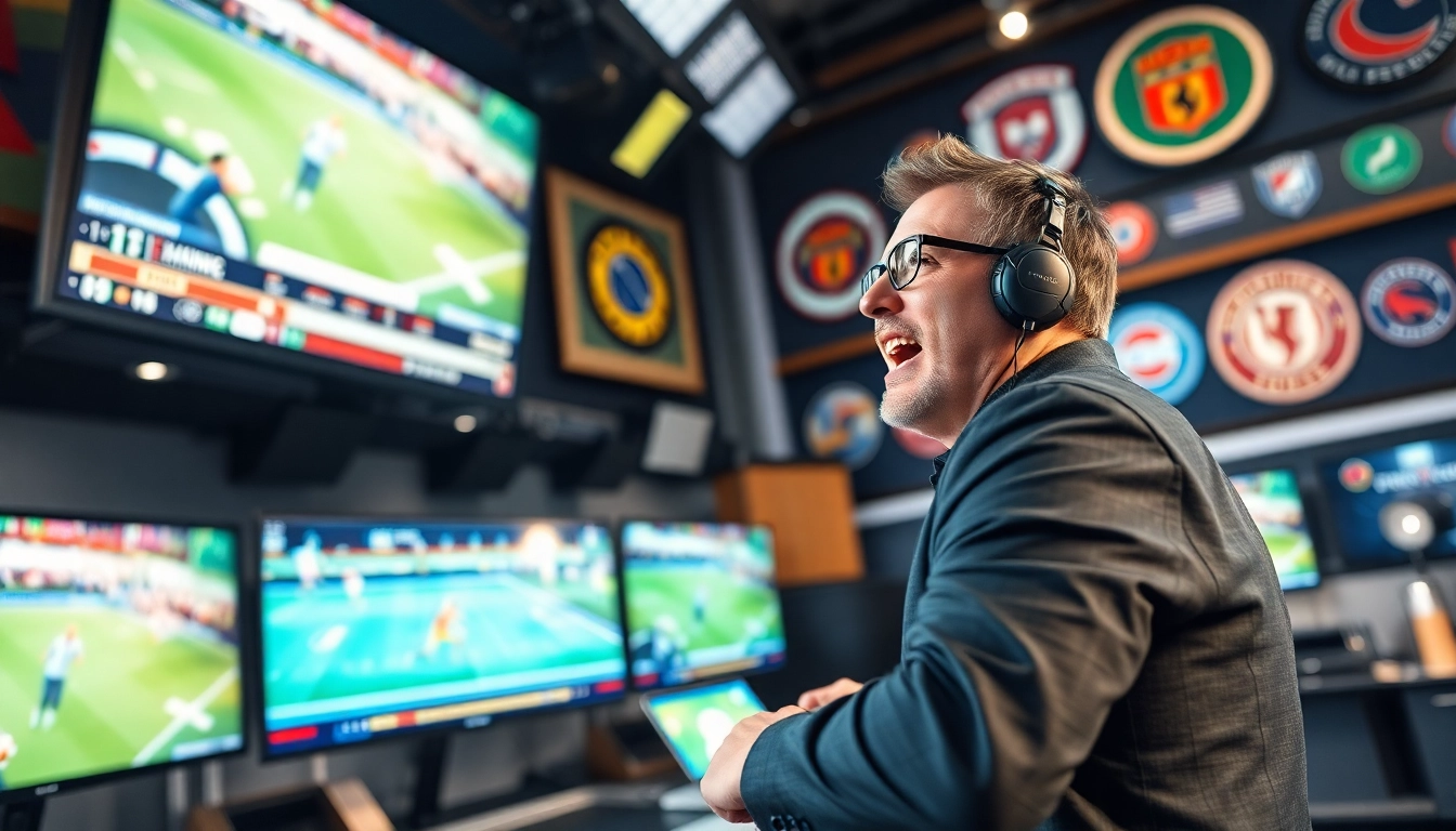 스포츠중계에서 생생한 해설과 경기정보를 전하는 실시간 방송 모습.