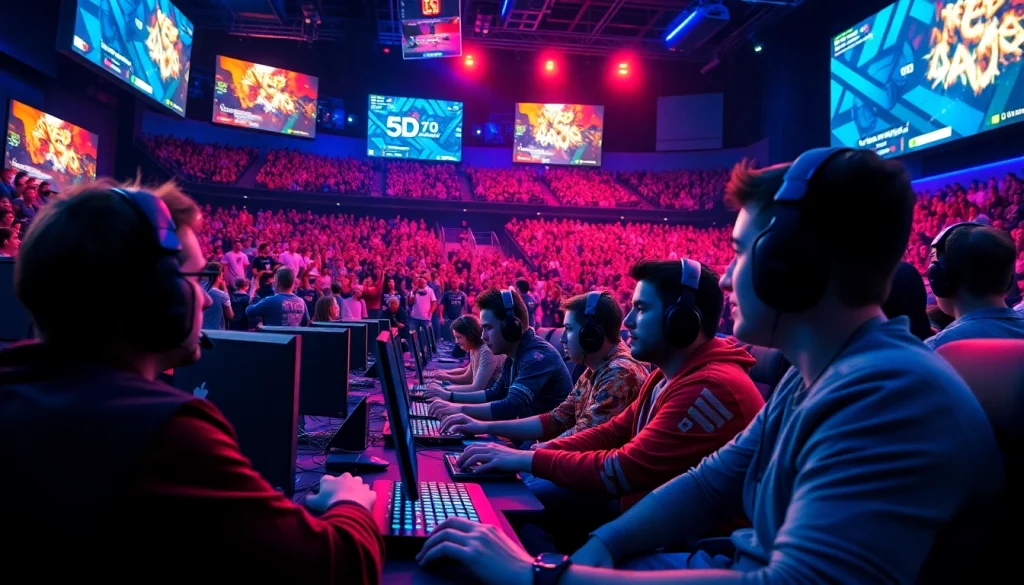 Experience the excitement at https://gamelevate.com showcasing a vibrant esports competition with diverse players.