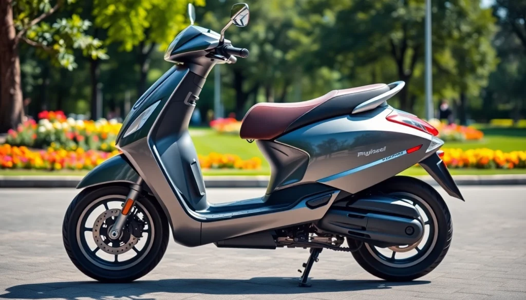 Roller 50ccm gebraucht in einem Stadtpark, ideal für junge Erwachsene.