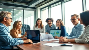 Dynamic business meeting by Quickplus Business Consultants highlighting teamwork and professionalism.