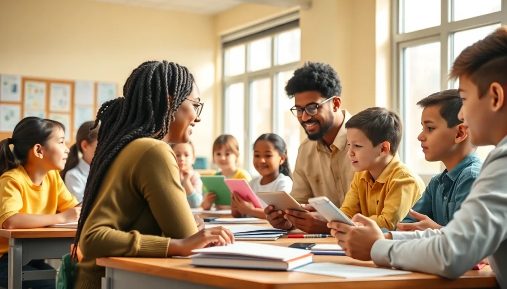 Students actively participating in an Education lesson with engaging materials.