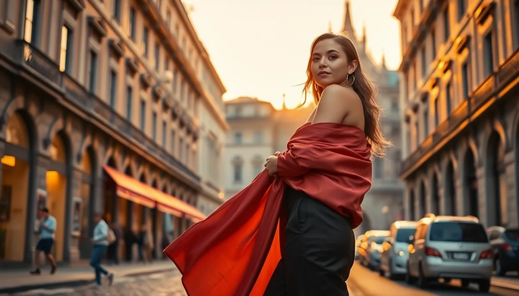 Professional fashion photographer in Milan capturing elegant model
