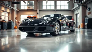 Experience High-end Car Transport with a luxury vehicle in a modern garage setting.