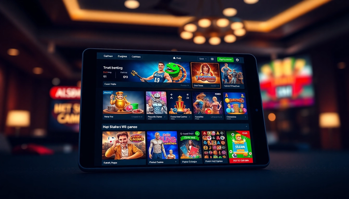 Modern online gambling interface on digital device at af88 com showcasing casino games.