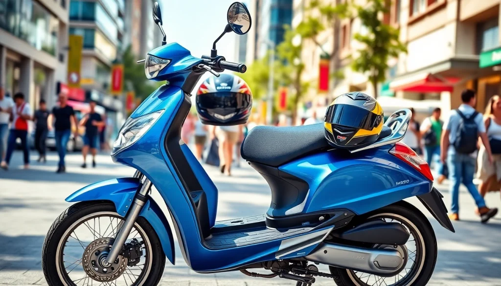 Roller 50ccm gebraucht in urban Umgebung mit ansprechendem Design und fröhlicher Atmosphäre.