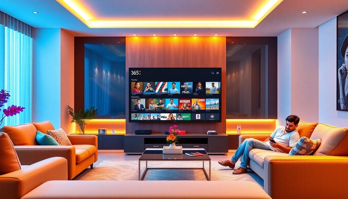 주요 콘텐츠 제공 365티비의 현대적인 스트리밍 인터페이스를 보여주는 디자인