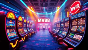 Experience the excitement of the MV88 game with dynamic slot machines and vibrant gaming graphics.