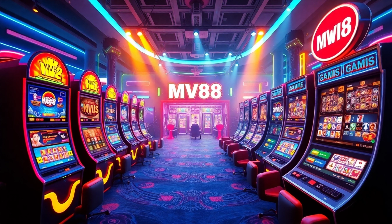 Experience the excitement of the MV88 game with dynamic slot machines and vibrant gaming graphics.