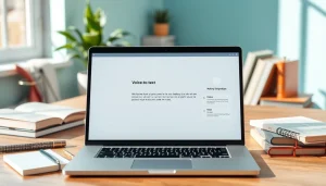 Interact with https://www.speechlyapp.com interface on a modern laptop in a bright workspace.