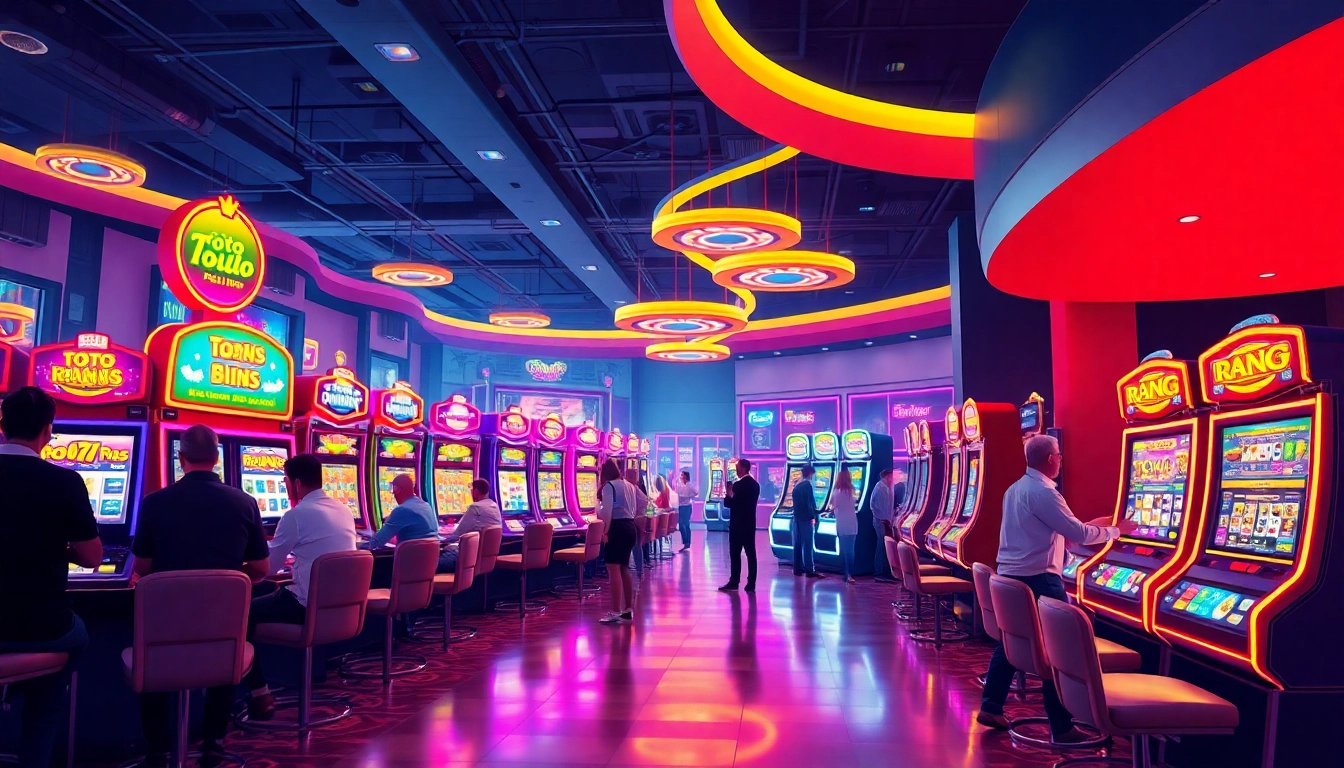 Menggambarkan pemain yang menikmati pengalaman toto slot online dengan mesin slot yang menarik.