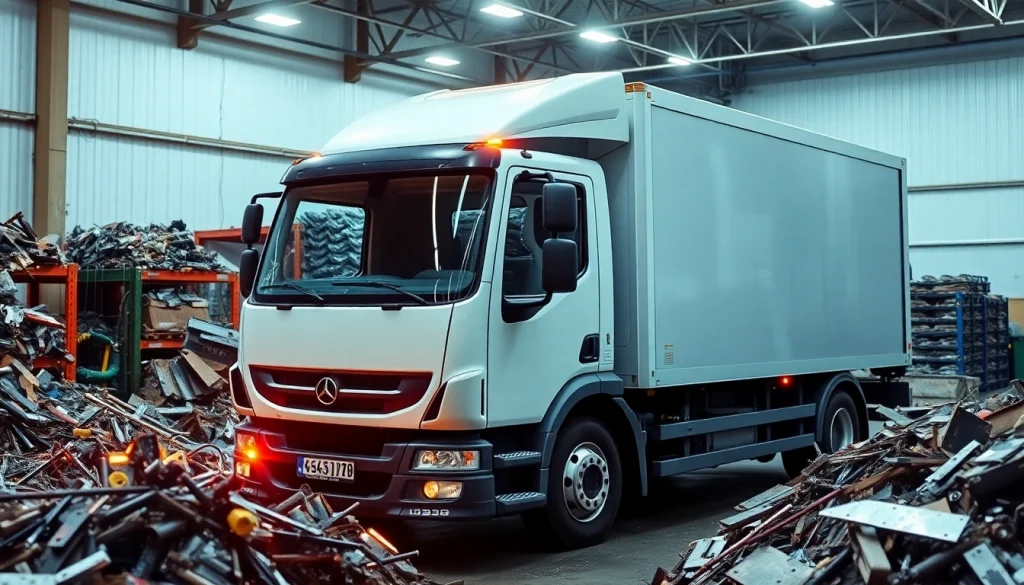 Schrottabholung Düsseldorf: Ein Lkw, der effizient Schrott in Düsseldorf abholt, umweltfreundlicher Service.